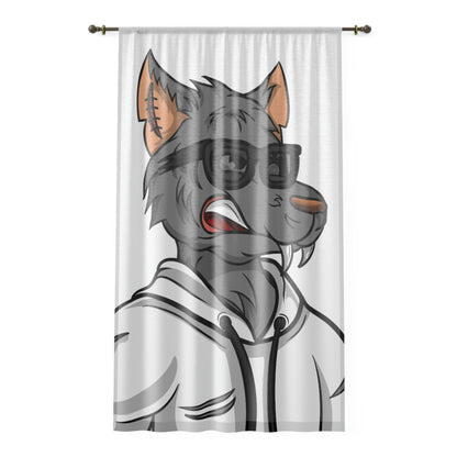 Cyborg Wolf Black Shades White Sweatshirt Wolve Window Curtain