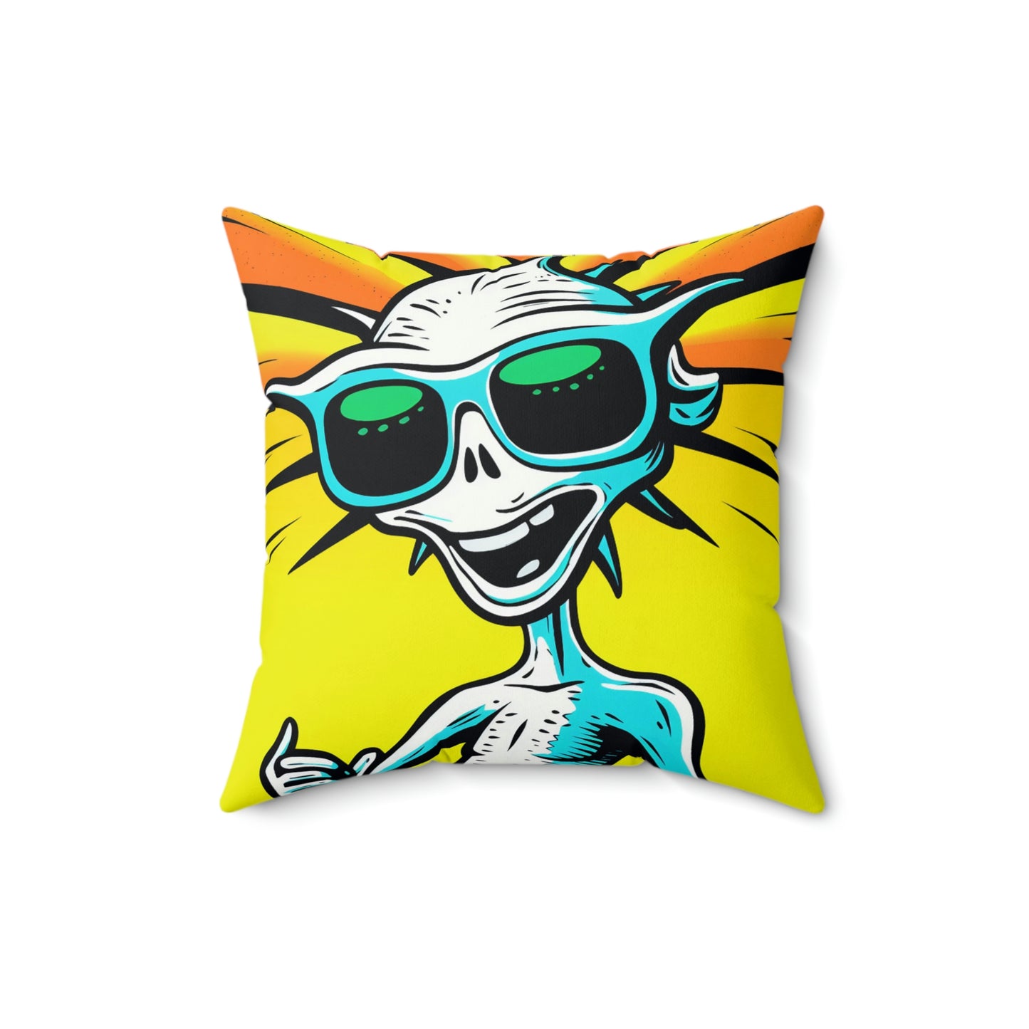 Fashionable UFO-Inspired Summertime Animated Spun Polyester Square Pillow