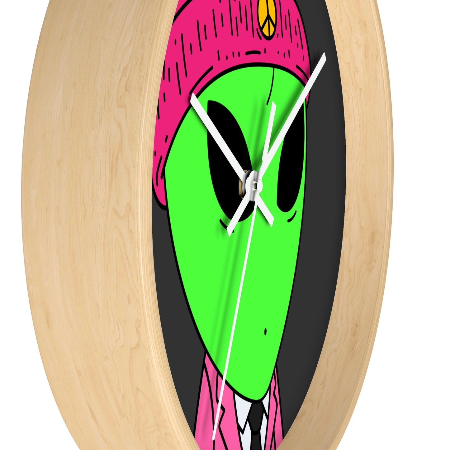 Peace Alien Pink Visi Suit Business Wall clock