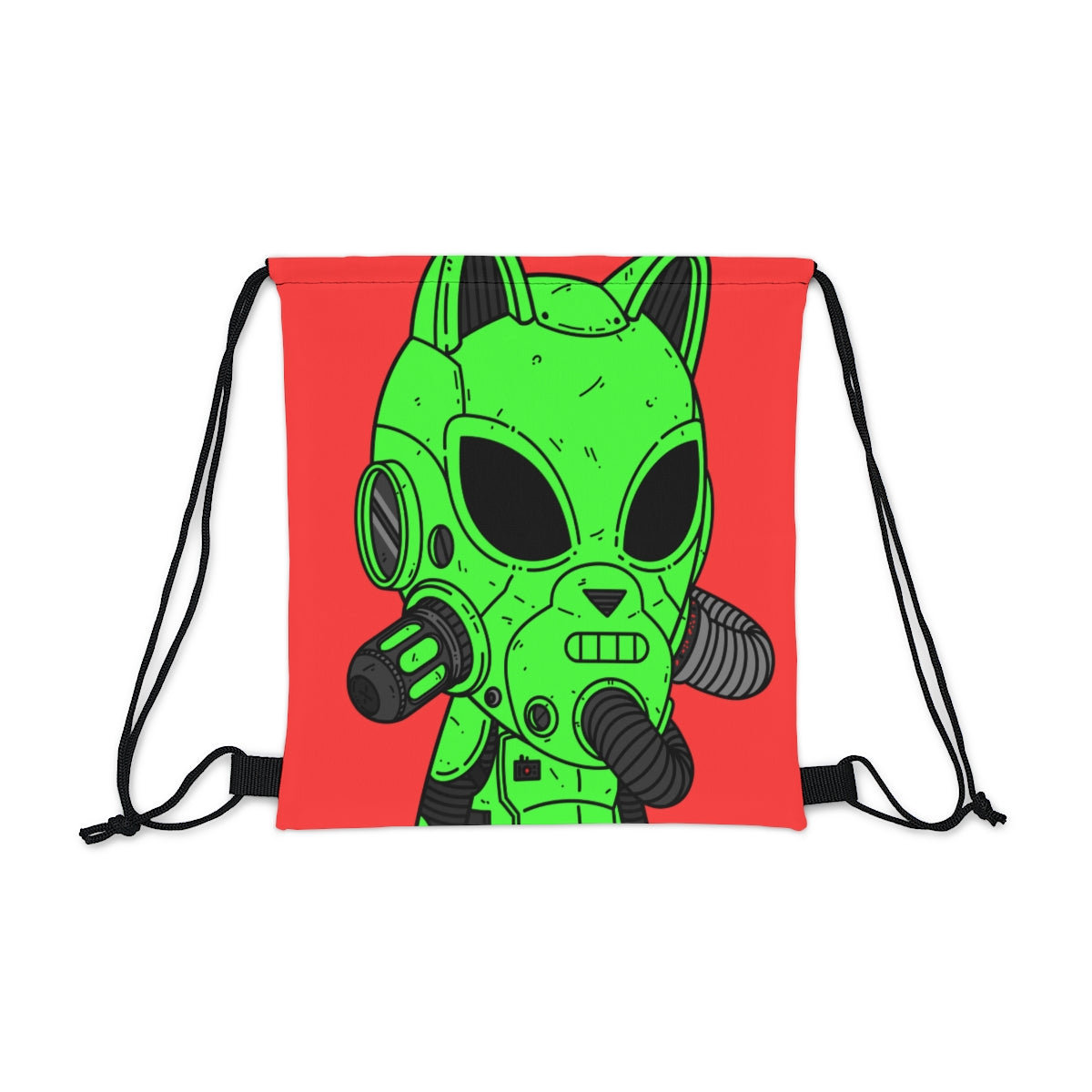 Cat Ears Armored Green Future Alien Cyborg Machine Visitor Outdoor Drawstring Bag