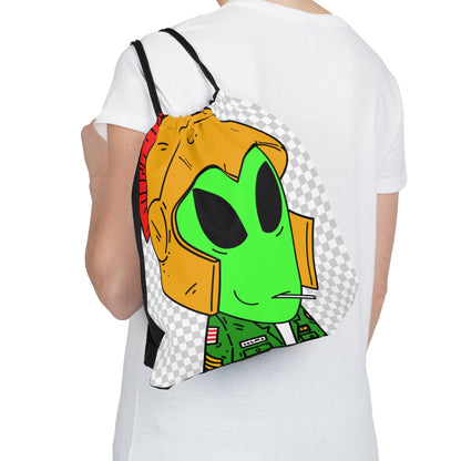 Spartan Helmet Military Jacket Lolipop Mouth Green Alien Visitor Outdoor Drawstring Bag