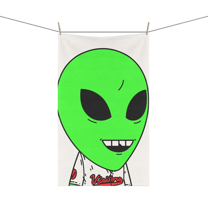 Toalla de cocina con personaje de diente astillado y extraterrestre verde del equipo deportivo de los visitantes 