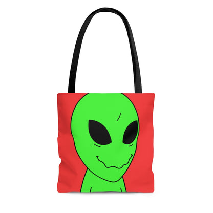 Green Smile Alien Visitor AOP Tote Bag