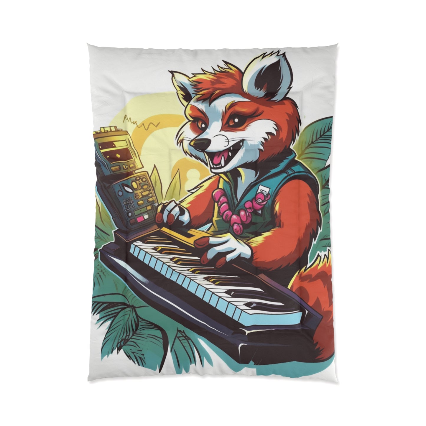 Red Panda Keyboard Music Piano Graphic Comforter