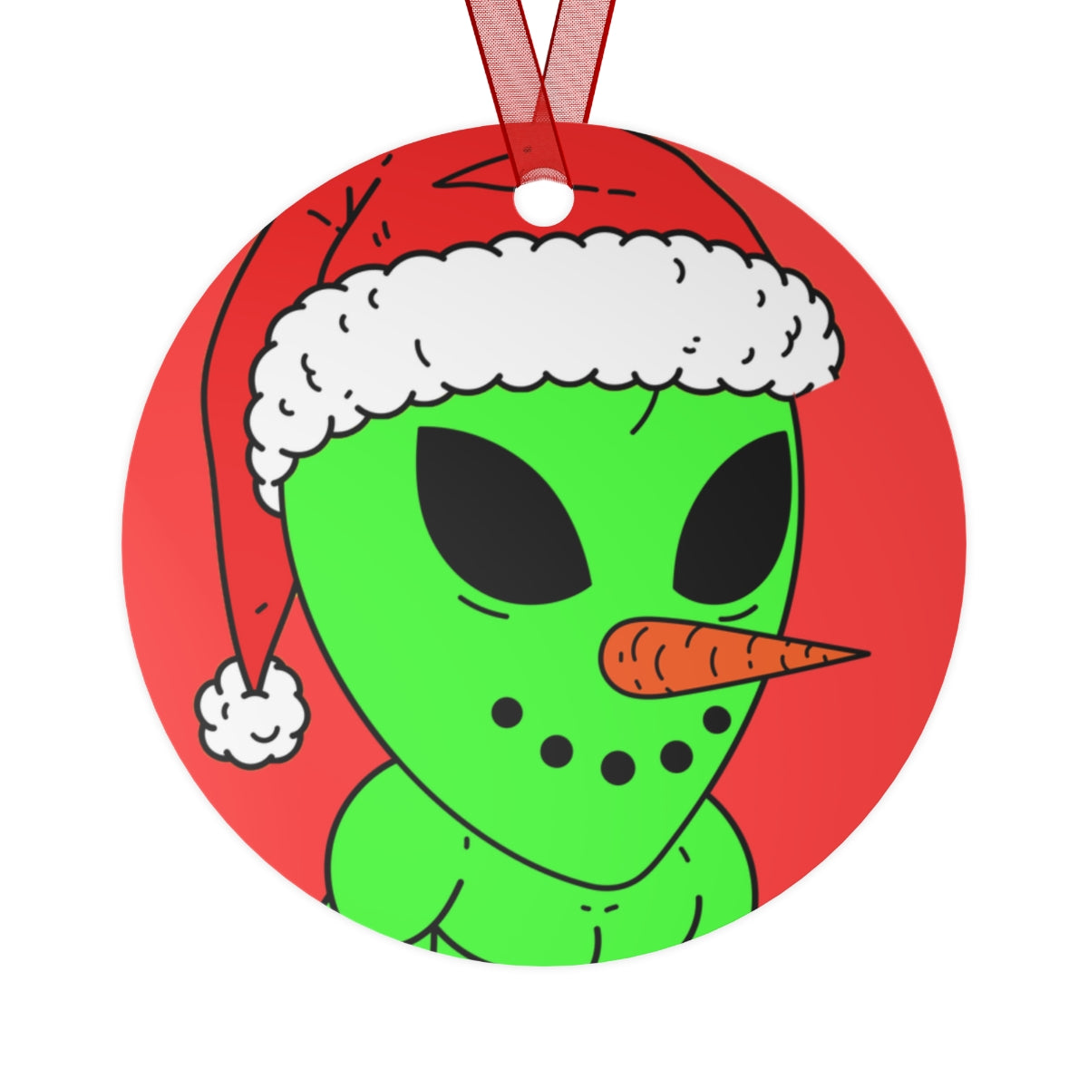 Santa Hat Alien Veggie Visi Vegetable Christmas Visitor Metal Ornaments
