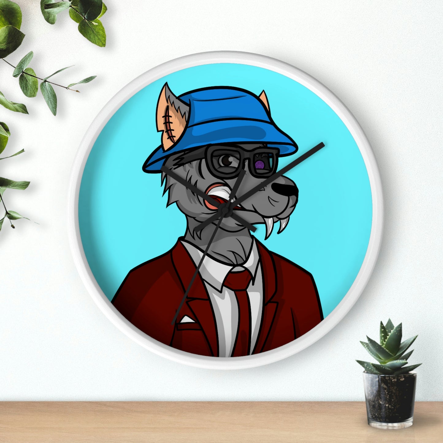 Maroon Business Suit Werewolf Wall clock