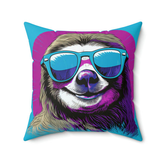 Galactic Sloth Retro-Inspired Animal Spun Polyester Square Pillow