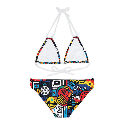 Street Art Inspired Bold Graffiti & Urban Motifs Design Strappy Bikini Set (AOP)