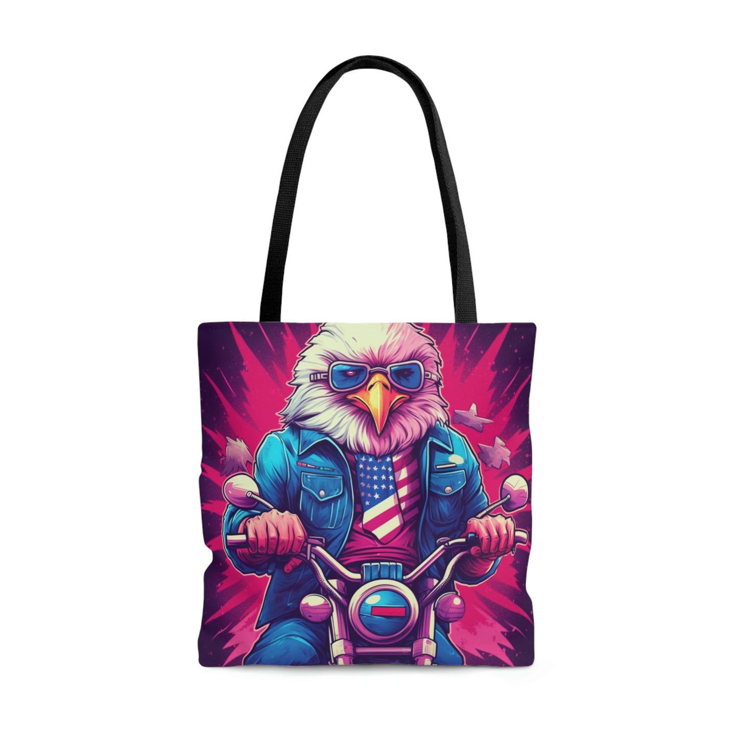 American Bald Eagle Riding Motercycle USA Gang Style Tote Bag (AOP)