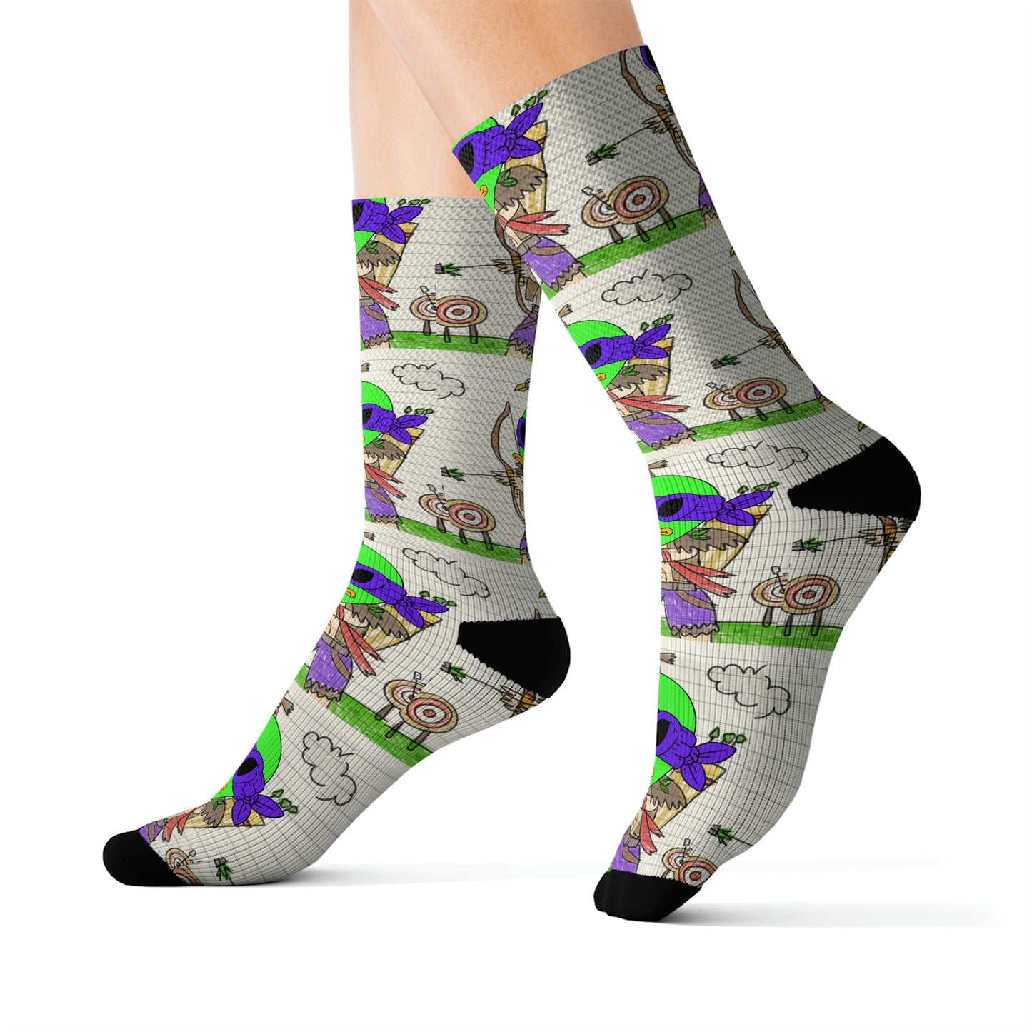 Archer Shooter Alien Bow Arrow Mark Hunter Visitor 751 Sublimation Socks