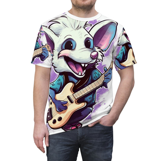 Musical Musician Opossum Anime Guitarist Unisex Cut & Sew Tee (AOP)