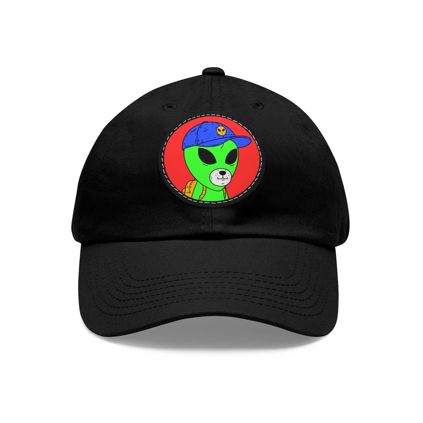 Dog Face Animal Visitor Alien Dad Hat with Leather Patch (Round)