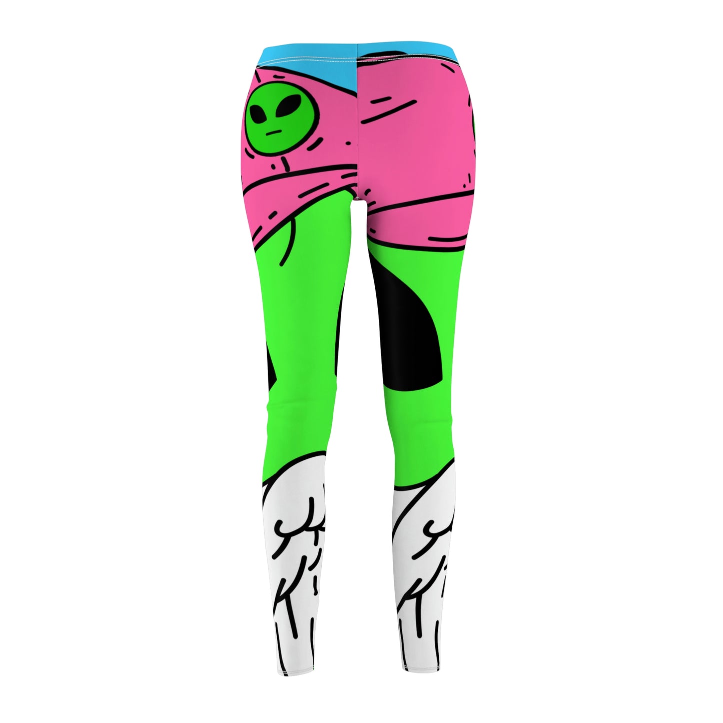 Beard Visitor Pink Hat Alien Cartoon Women's Cut & Sew Casual Leggings (AOP)