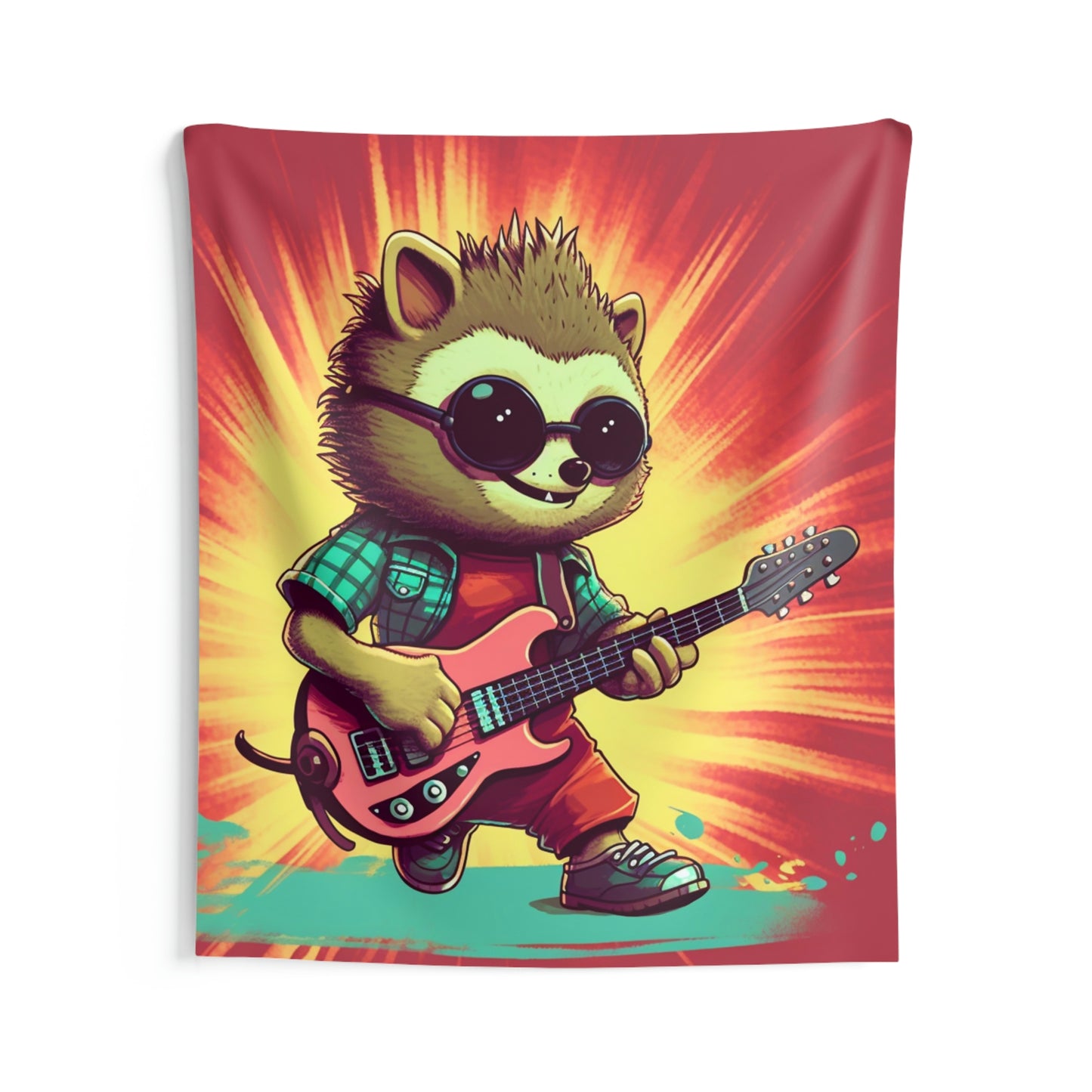 Hedgehog Animal Guitarist Anime Graphic Indoor Wall Tapestries