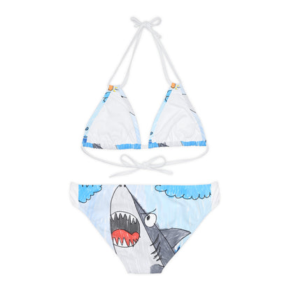 Shark Jaw Teeth Attack Ocean Sea Creature Strappy Bikini Set (AOP)