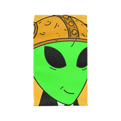 Green Smirk Face Alien Viking Helmet Black Business Suit Visitor Polyester Lunch Bag