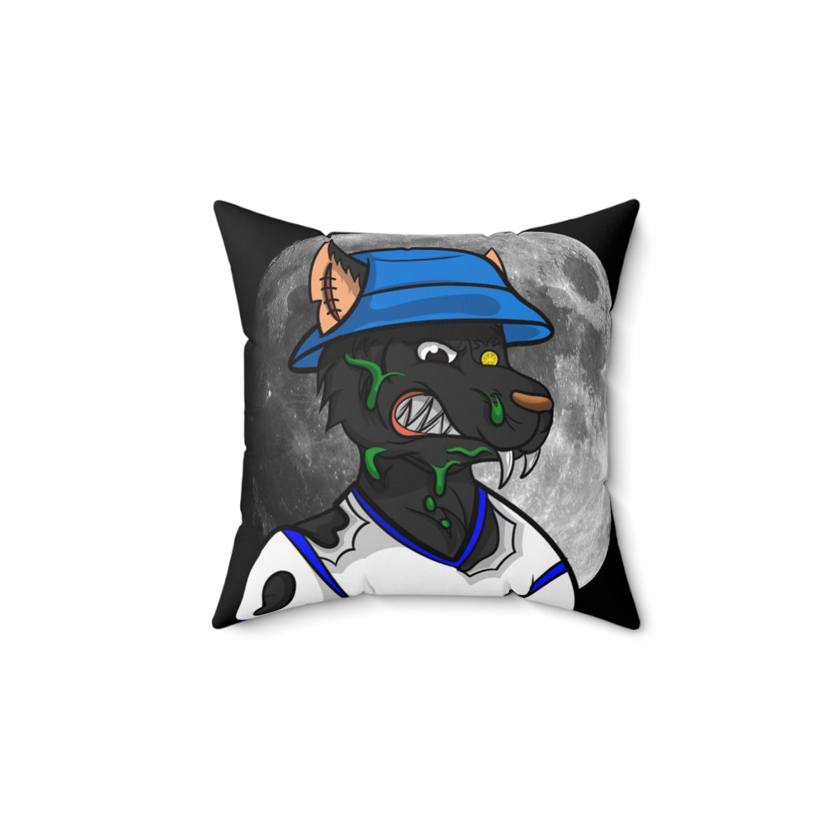 Black Wolf Full Moon Cyborg Werewolve Spun Polyester Square Pillow
