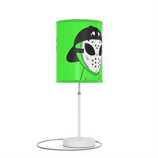 White Hockey Mask Green Alien Visitor Lamp on a Stand, US|CA plug