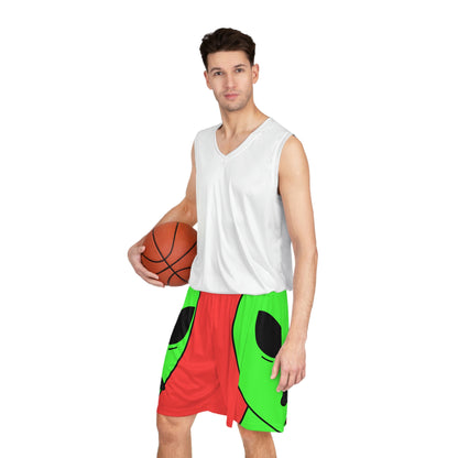 Fake Alien Human Mask Basketball Shorts (AOP)