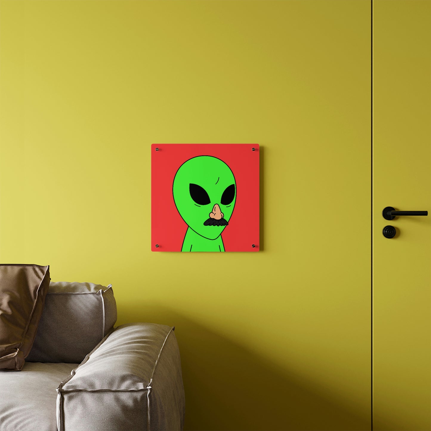 Green Visitor Alien Disguised Fake Nose Acrylic Wall Art Panels