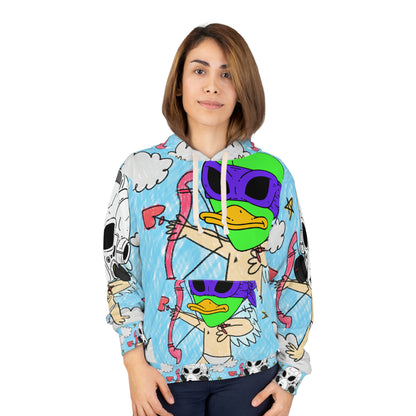 Valentine Cupido Flecha Ángel Corazón Visitante 751 Space Alien AOP Sudadera con capucha unisex