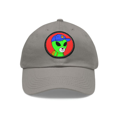 Dog Face Animal Visitor Alien Dad Hat with Leather Patch (Round)