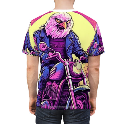 American Bald Eagle Motorcycle Ride USA Style Unisex Cut & Sew Tee (AOP)