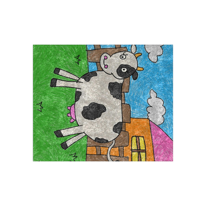 Cow Moo Farm Barn Animal Character Crushed Velvet Blanket