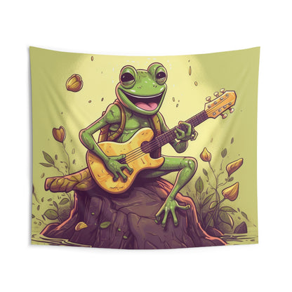 Tapices de pared para interiores con gráfico musical de guitarrista de tocón de criatura de pantano de rana 