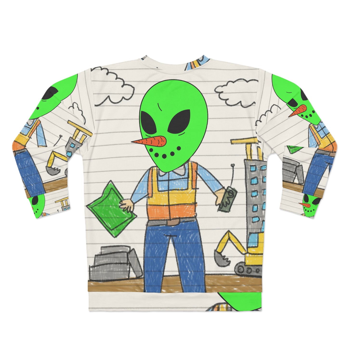 Construction Builder Building Alien Veggie Visi Vegetable Visitor AOP Unisex Sweatshirt