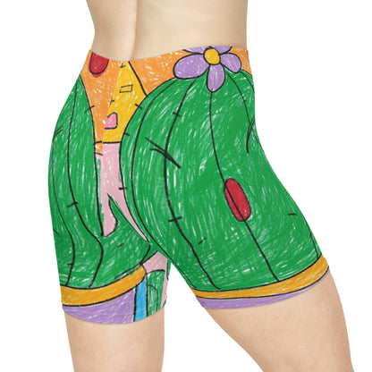 Desert Cactus Sumo Wrestler Graphic Women's Biker Shorts