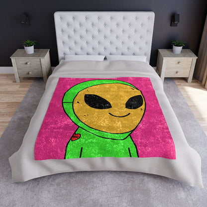 Yellow Visi Alien Facemask Visitor Mom Tattoo Heart Crushed Velvet Blanket