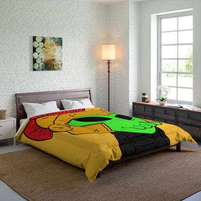 Green Spartan Helmet Alien Squid Mouth Visitor Bed Comforter