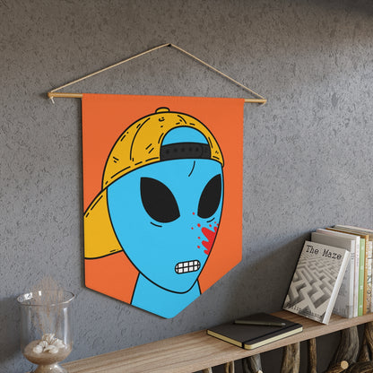 Blue Blood Visitor Alien Cartoon Pennant