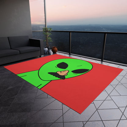 Green Visitor Alien Disguised Fake Nose Outdoor Rug