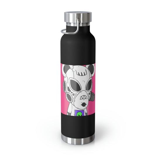 Armored White Mouse Ears Future Alien Cyborg Machine Visitor Copper Vacuum Insulated Bottle, 22oz