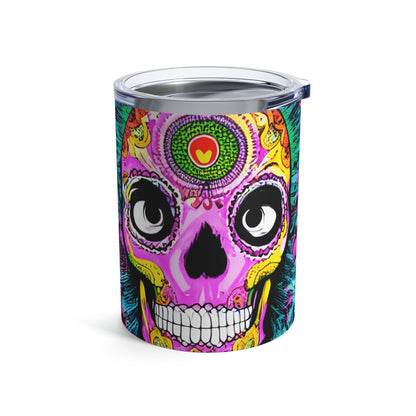 Trippy psychedelic Skull Skeleton Head Face Tumbler 10oz