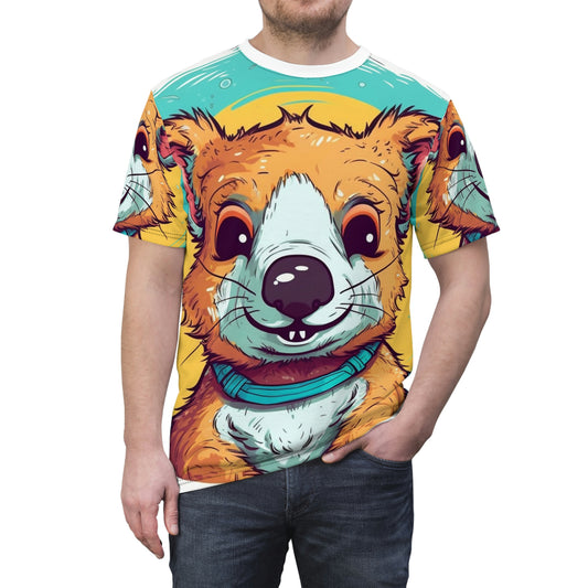 Quokka Cute Furry Fluffy Animal Graphic Unisex Cut & Sew Tee (AOP)