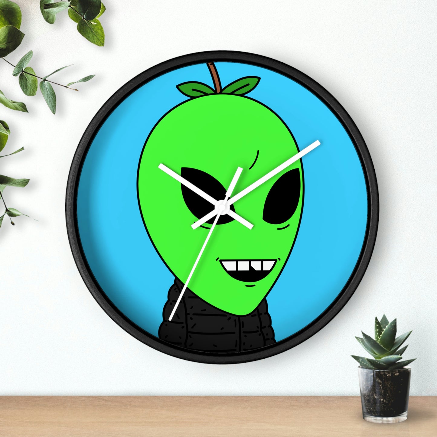 Green Apple Chipped tooth Visitor Smiling Wall clock