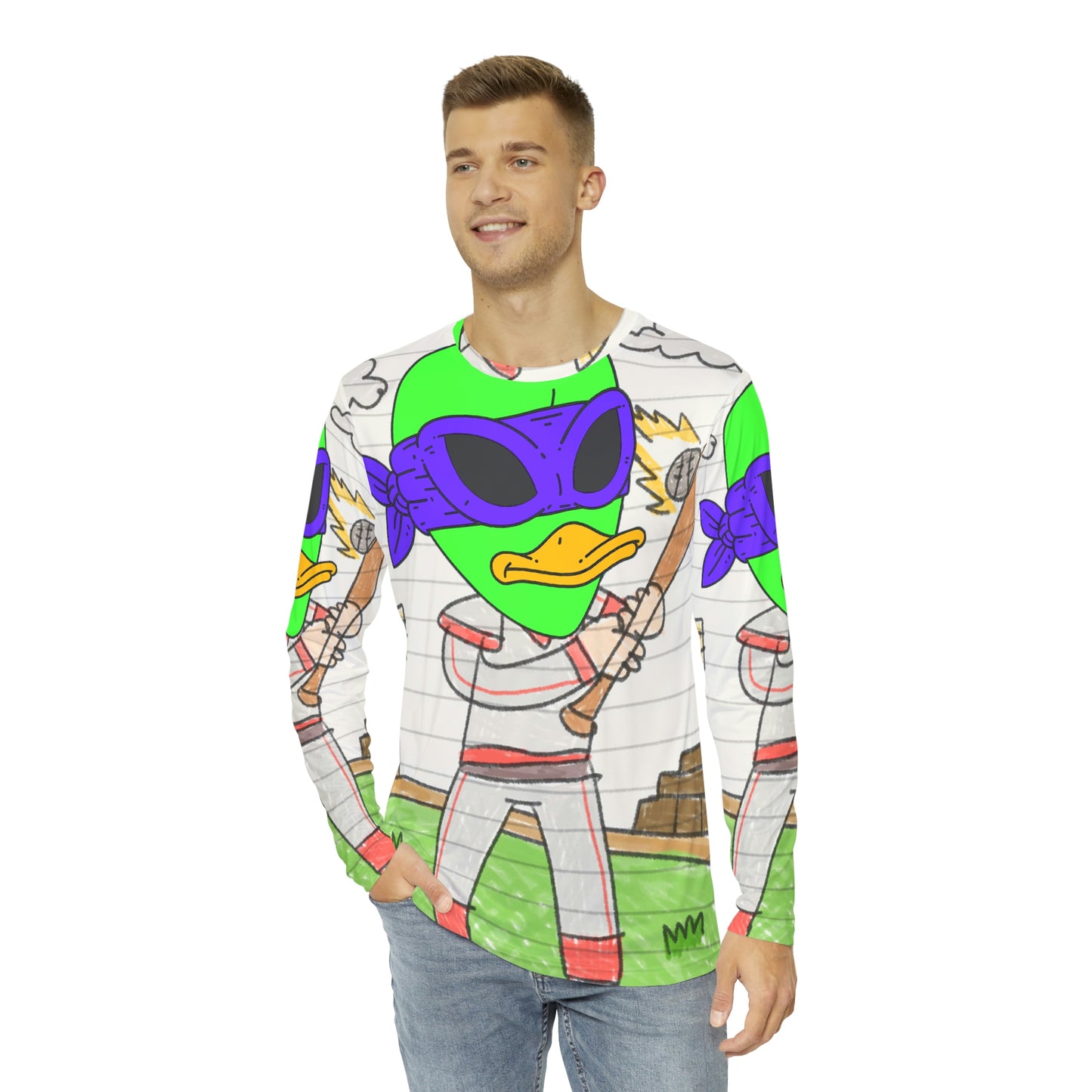 Baseball Sport Star Ninja Hero Visitor 751 Alien Men's Long Sleeve AOP Shirt