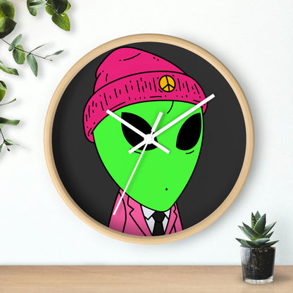 Peace Alien Pink Visi Suit Business Wall clock