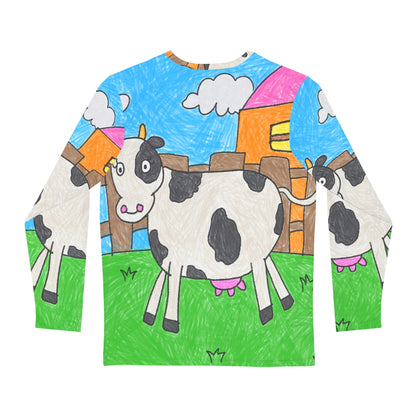 Cow Moo Farm Barn Animal Character Men's Long Sleeve AOP Shirt