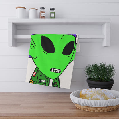 Green Military Army Jacket pointy ear Visitor Alien Kitchen Towel