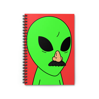 Fake Alien Human Mask Spiral Notebook - Ruled Line