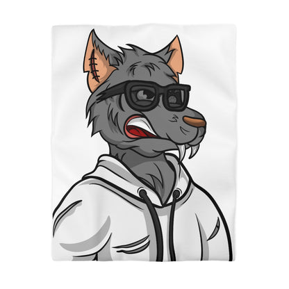 Cyborg Wolf Black Shades Sudadera blanca con capucha Funda nórdica de microfibra