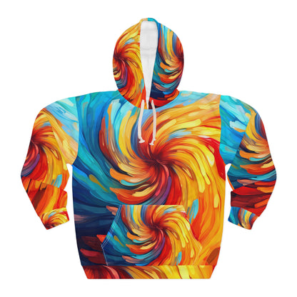 Arte abstracto arremolinado vibrante: sudadera con capucha unisex única y colorida (AOP) 