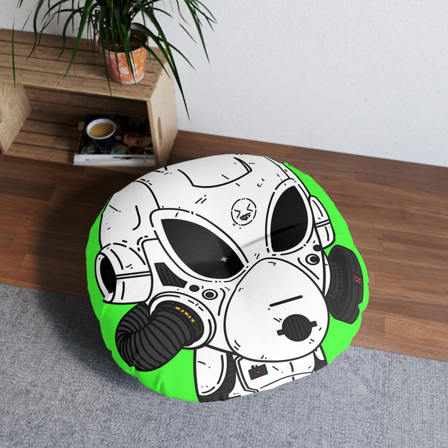 Alien LOL Visitor Tufted Floor Pillow, Round