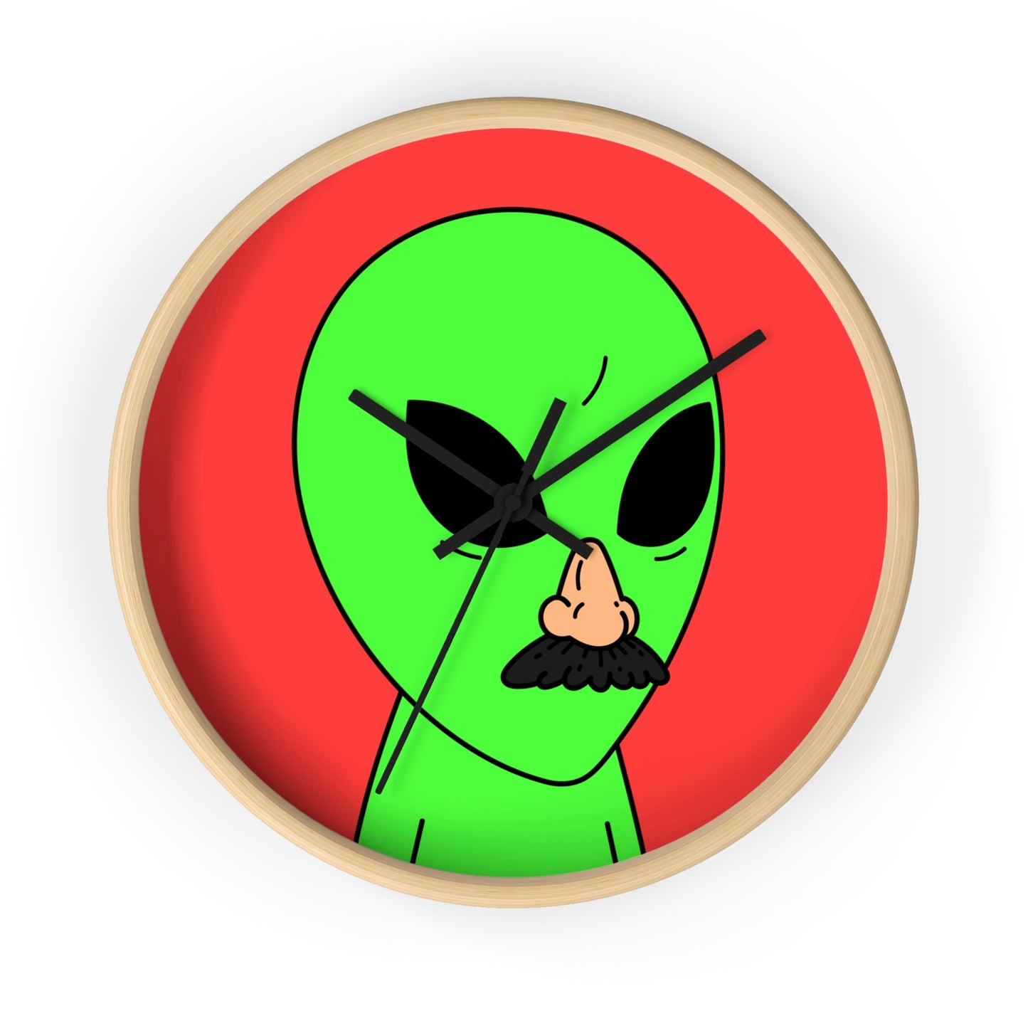 Green Visitor Alien Disguised Fake Nose Wall clock