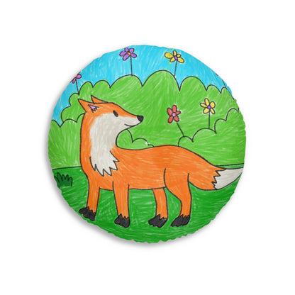 Fox Woodland Animal Foxy Tufted Floor Pillow, Round