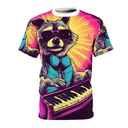 Raccoon Keyboard Piano Music Animal Graphic Unisex Cut & Sew Tee (AOP)